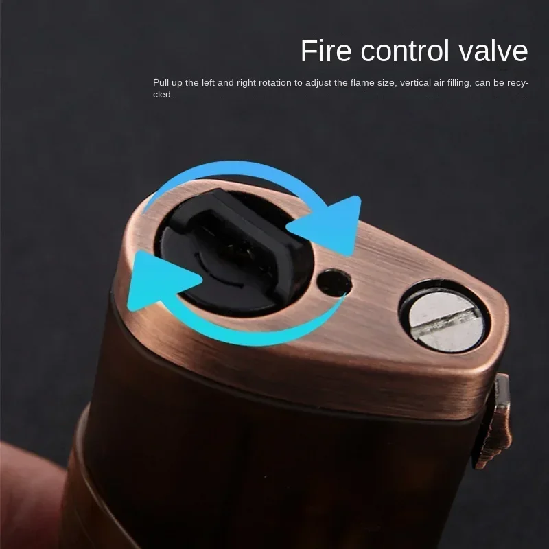 HONEST Dual Fire Straight Flame Windproof Turbo Lighter Butane Blue Flame Cigar Smoking Tool Windproof Cigar Lighter