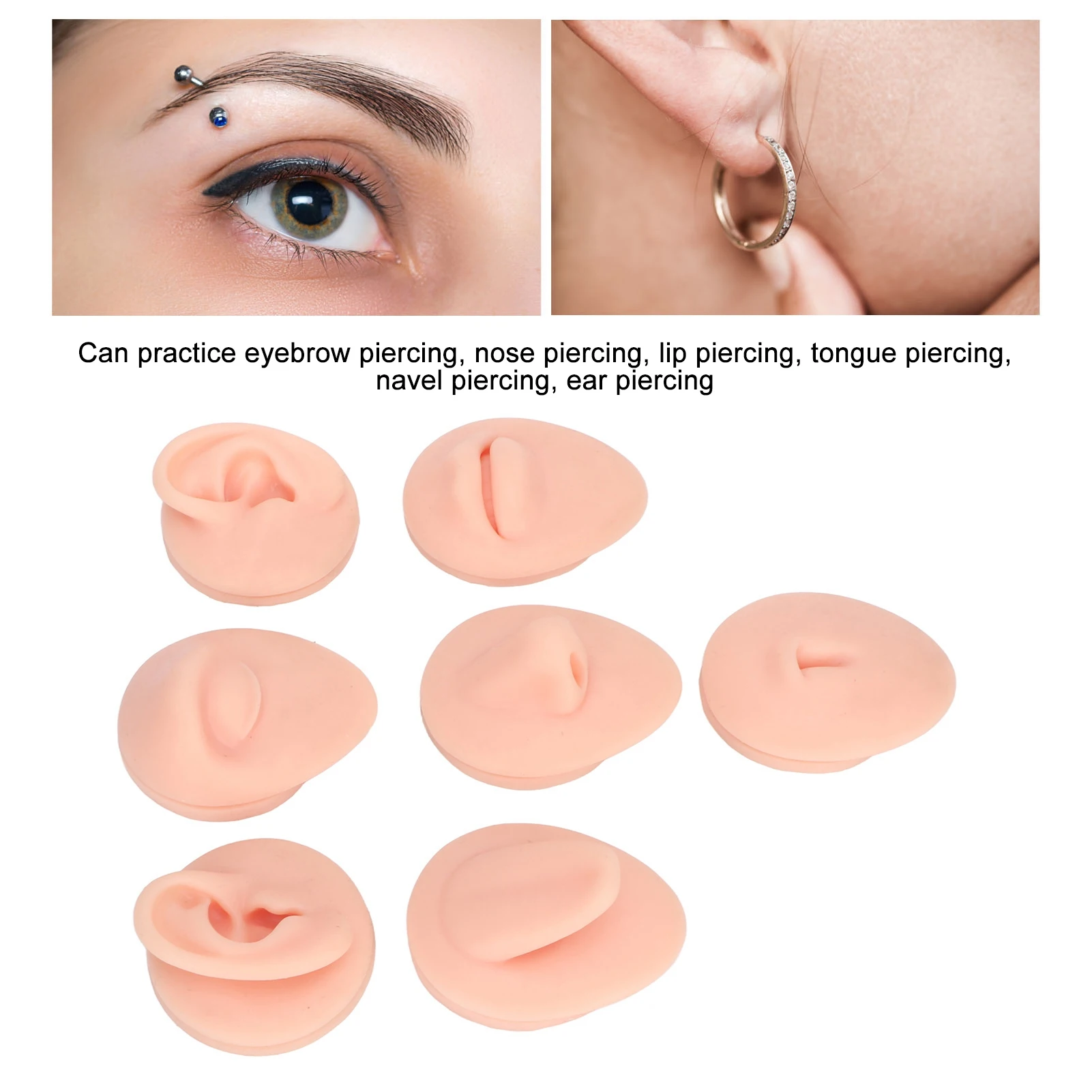 Silicone Piercing Body Model Reusable Soft Piercing Body Part Model 3D Vivid with Display Rack for Display for Jewelry Stores
