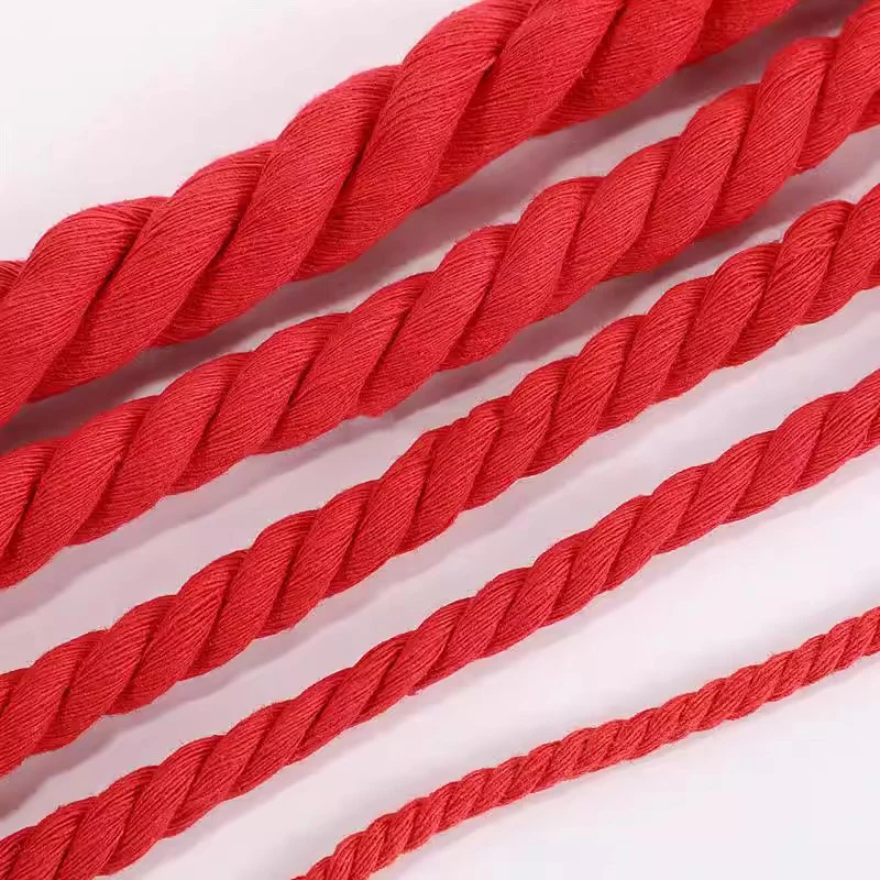 

2/5/10Meter 5/8/12/20mm Red Twisted Cotton Cords for Bag Decoration Macrame Cord Knapsack Belt 3 Shares Braided Rope Sewing Yarn