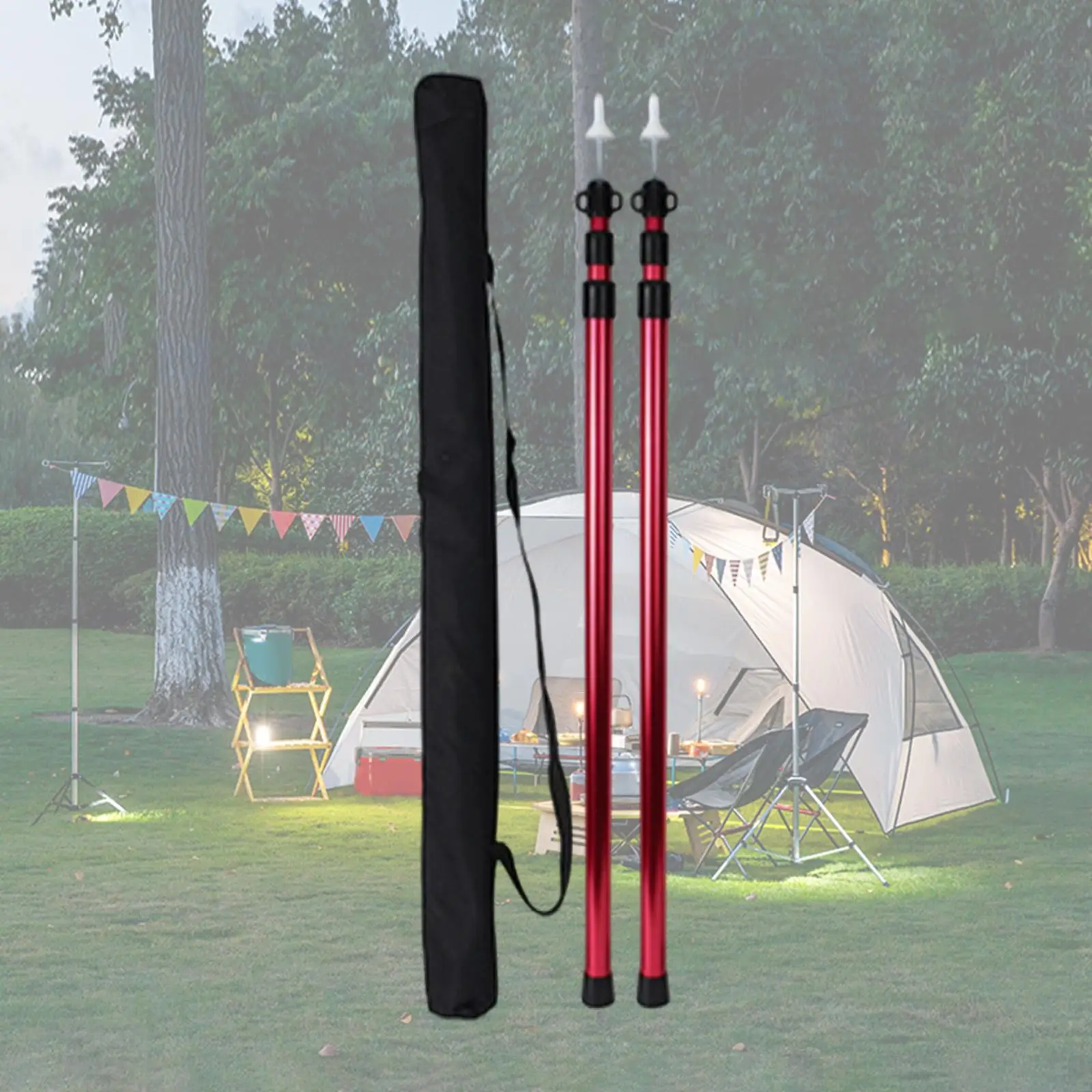 Aluminum Tarp Poles Heavy Duty and Adjustable, Set of 2, 95~234cm Telescoping Lightweight Tent Poles for Tarp 3 Section