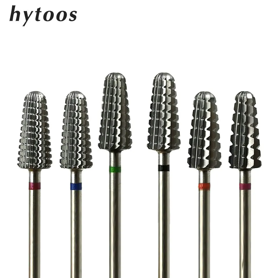 HYTOOS Volcano Carbide Nail Drill Bits Two Way Carbide Bit Rotary Milling Cutter For Manicure Nails Accessories Tools