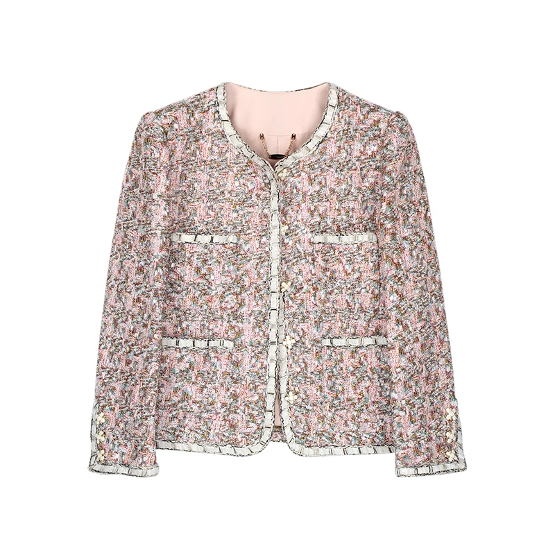 

High temperament exquisite design noble special yarn top small fragrant style coarse floral coat