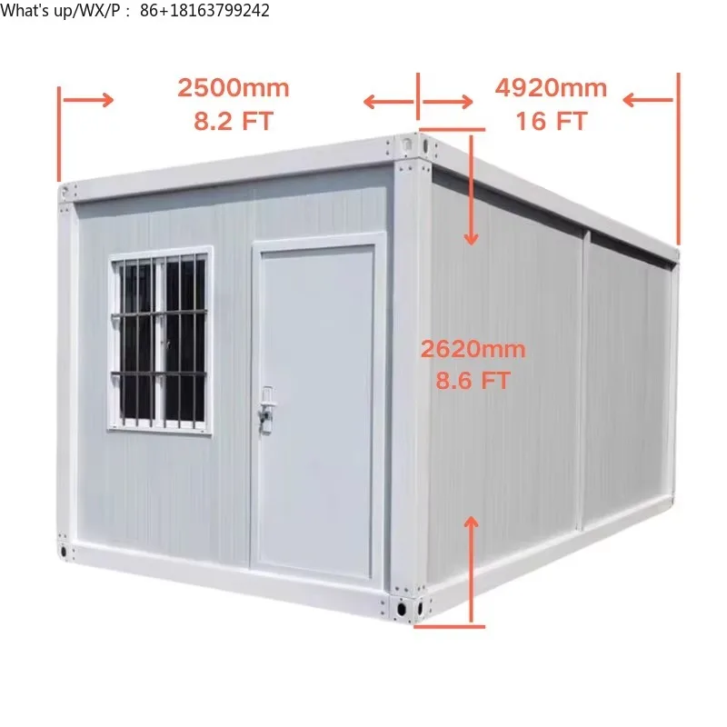 

16ft Easily Transportable Semi-Managed Steel Modular Container House for Home Office Bedroom Simple Warehouse Applications