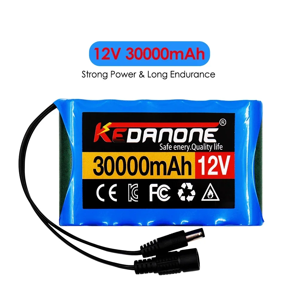 Rechargeable Battery 12V 30000mah Lithium Battery Pack Capacity DC 12.6V 30Ah CCTV Camera Monitor with Charger