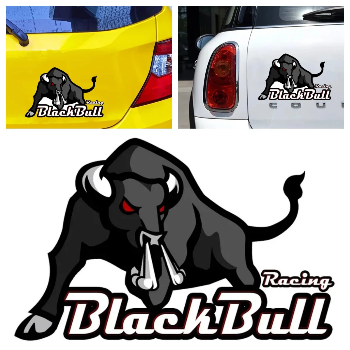 

Creative Black Bull Racing Car Stickers Front And Rear Windshield Truck Body Sunscreen Vinyl Decals Motorcycle Decor Accessories