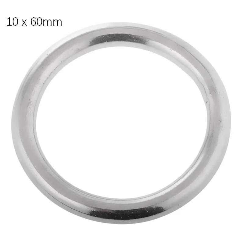 Multi Purpose Rust Resistance 304 Stainless Steel Smooth Welded Polished Round O Rings Thickness - Silver,10 x 60mm