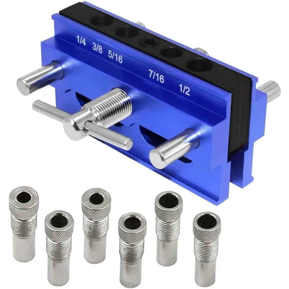 Wood Doweling Jig  Self Centering Doweling Jig Kit Drill Guide Bushings Set Woodworking Joints Tools for Straight Holes Blue