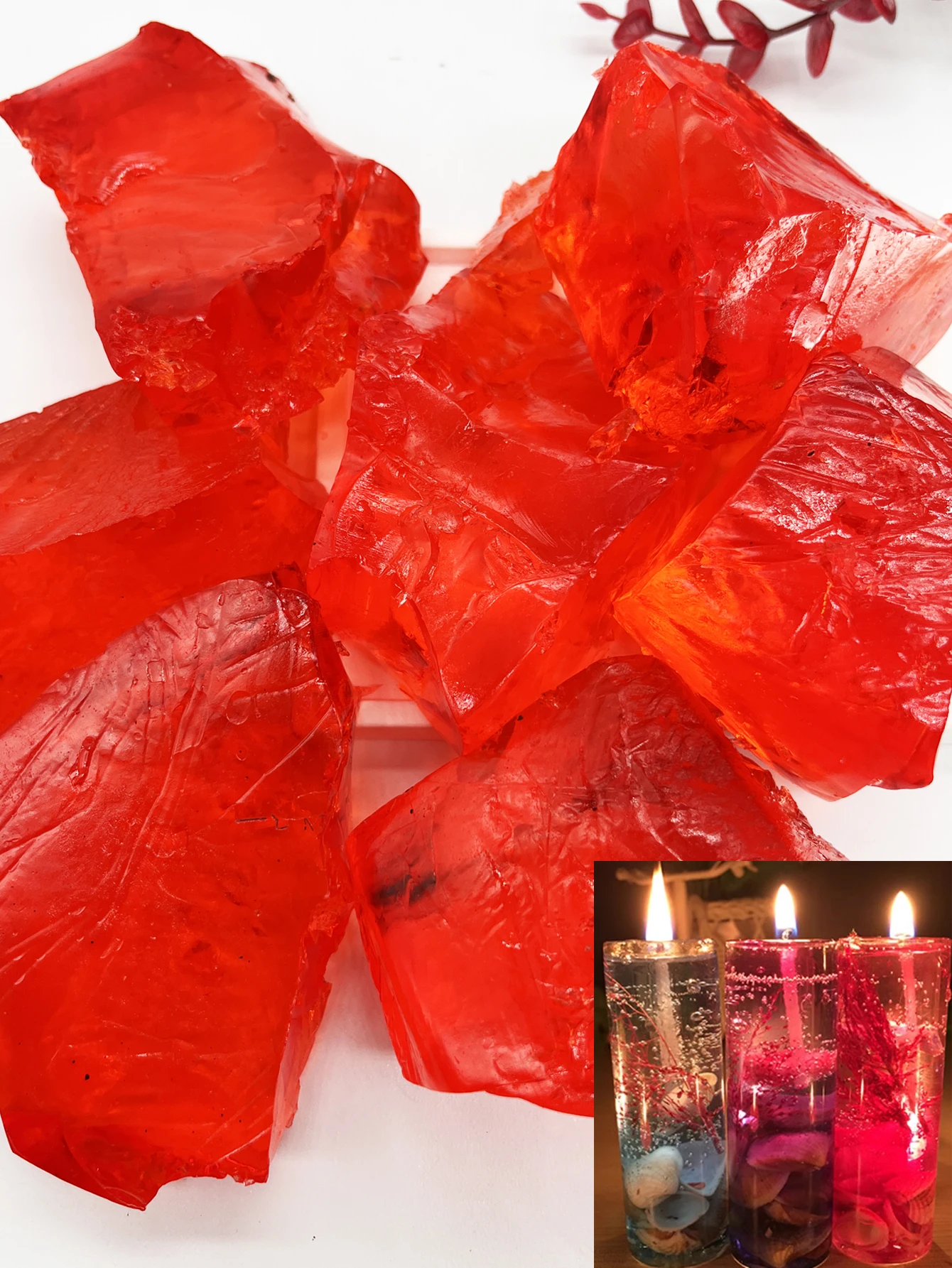 Candle Making Gel Wax - DIYキャンドル作り用レッドクリアゼリーワックス100g - 香り付きキャンドルやジュエリークラフト用品用のジェルワックス