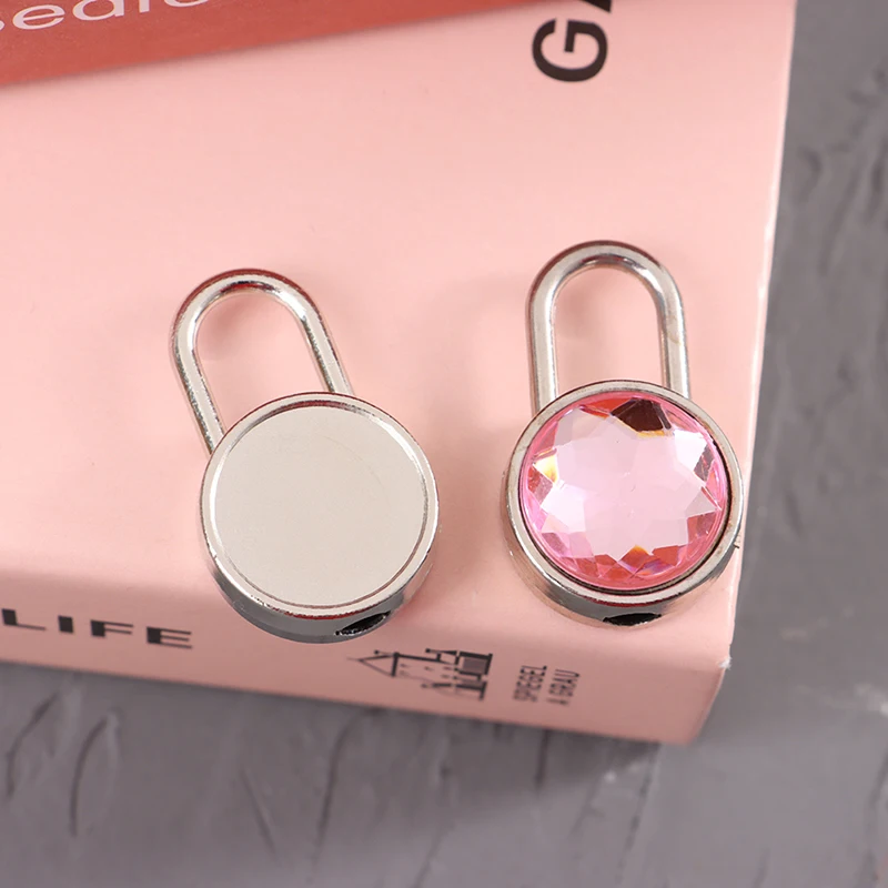 1Set Mini Round Shape Padlock Color Diamond Hardware Locks With Key Lock For Luggage Travel Wedding Jewelry Box Suitcase