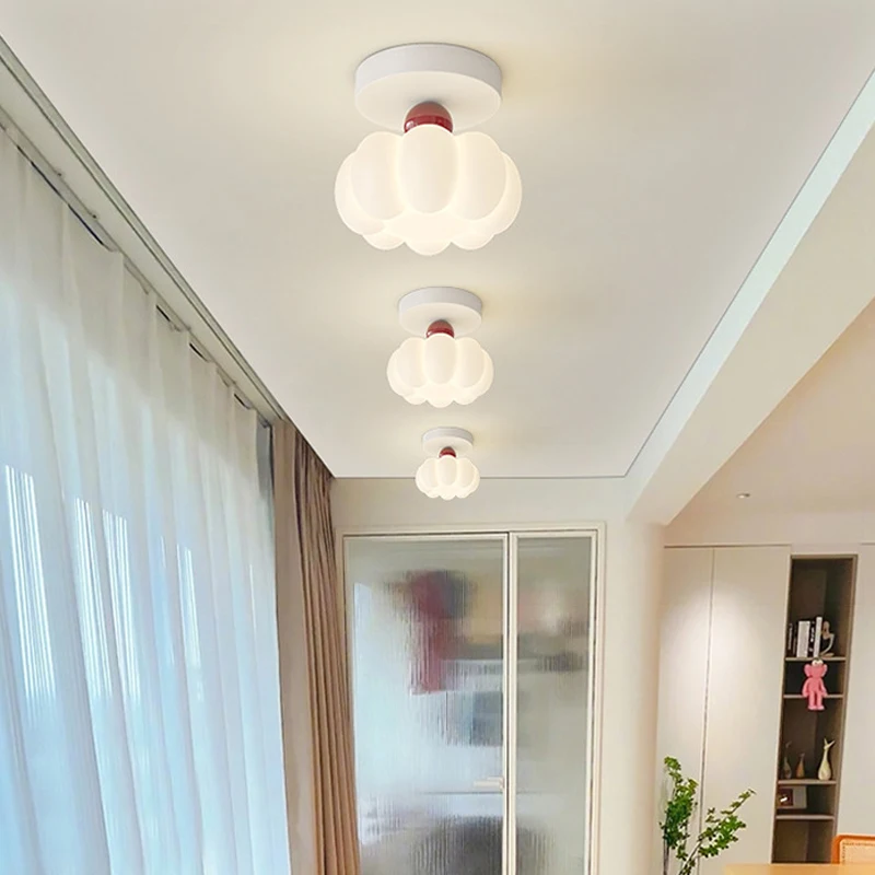 Cream Style Pumpkin Teto Lâmpada LED, Sala de estar, Corredor, Corredor, Quarto, Varanda, Luminárias de decoração, 8W