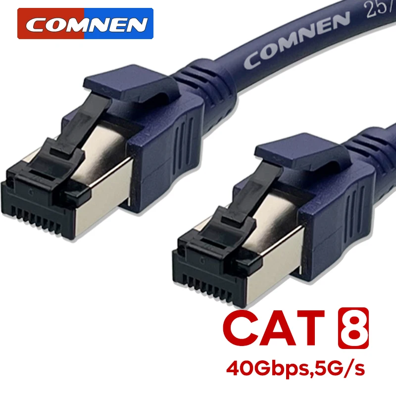 

COMNEN CAT8 Ethernet Cable Rj45 0.2-10m 40Gbps 2000MHz CAT 8 Networking PVC Internet Lan Cord for Laptops PS 4 Router RJ45