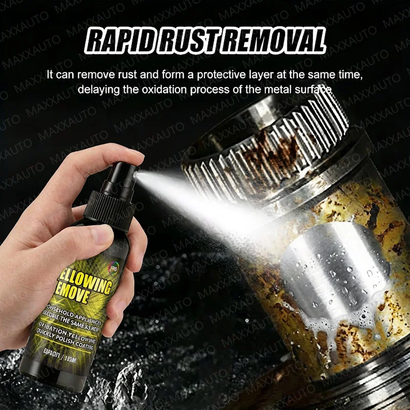 Removedor y Renovador de Óxido Metálico - Spray para Pulir Metales, Potente Spray Limpiador para Eliminar Manchas de Óxido, Agente Disolvente de Óxido de Acción Rápida