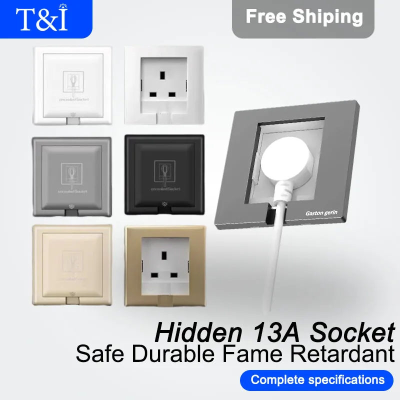 

UK The Concealed Waterproof Plug Socket Embedded In The Wall Has Been Grounded 13A 250V 86mm * 86mm Power Socket