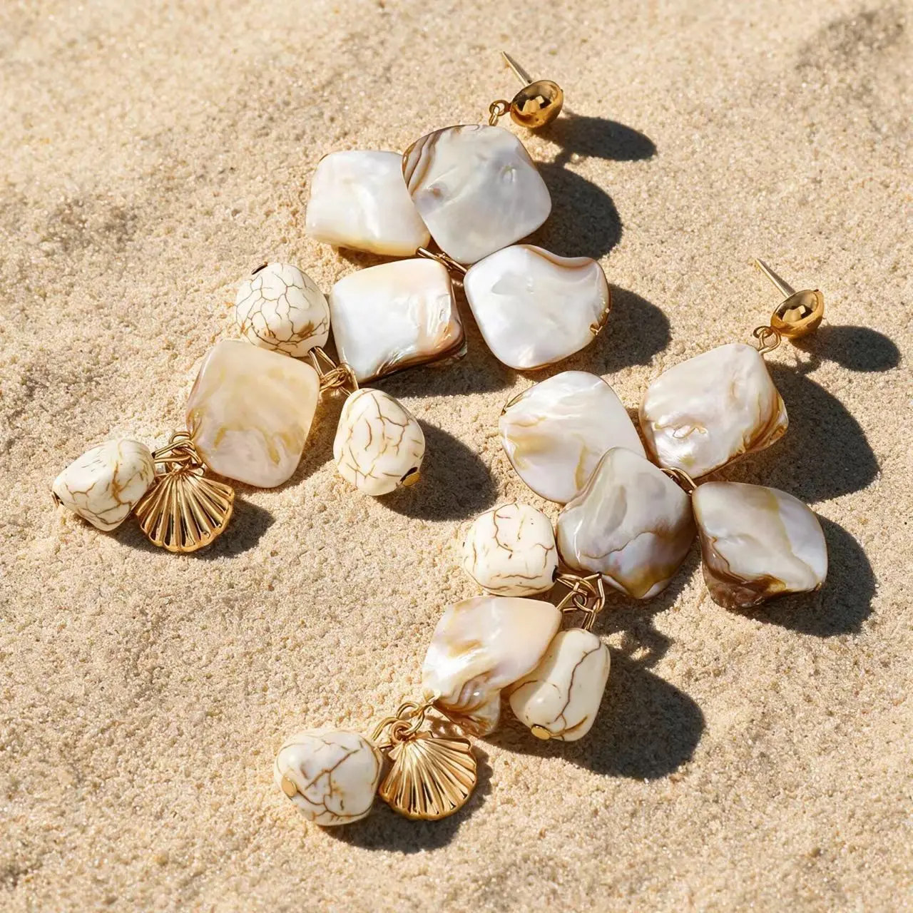 New Shell Starfish Conch Pendant Necklace for Women Transparent Crystal Bead Necklace Vacation Style Jewelry Accessory