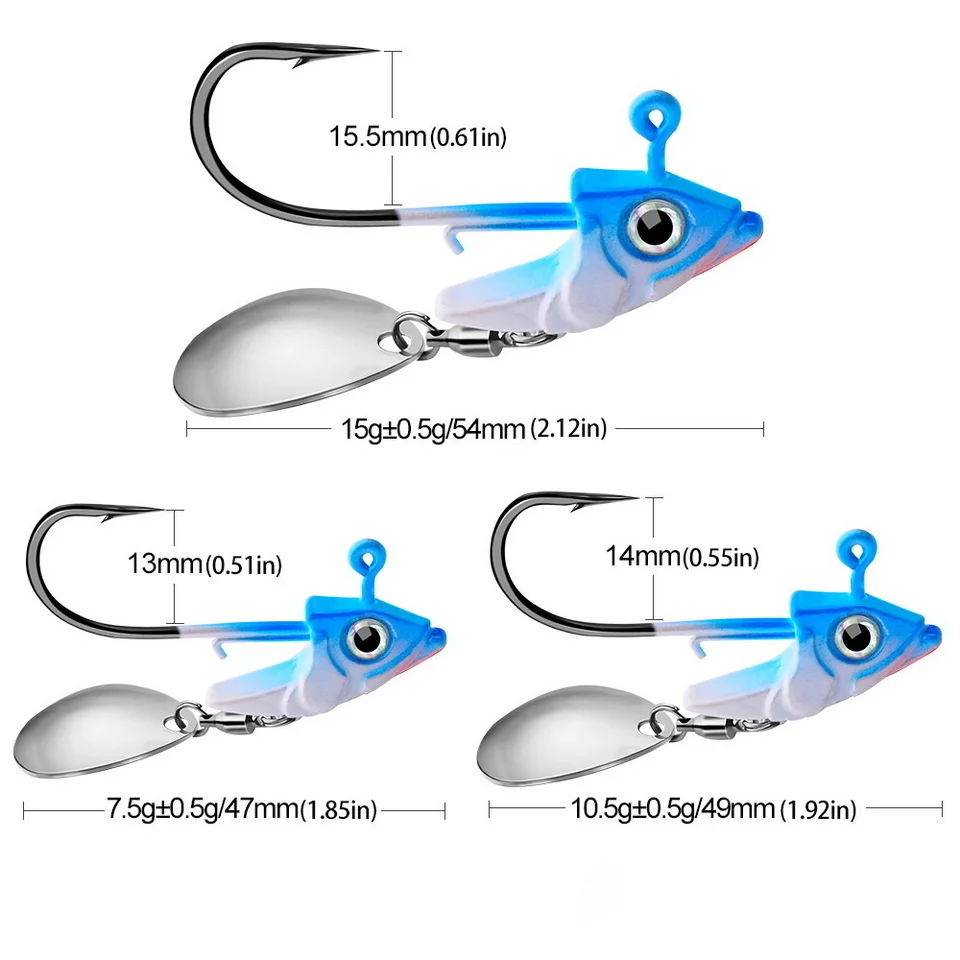 1pc Jig Kopf 7,5g 10,5g 15g Angeln Lockt Sinking Rotierenden Pailletten Metall Löffel Angelhaken Jigging jigs Angelhaken Köder Tackle – Detail 15