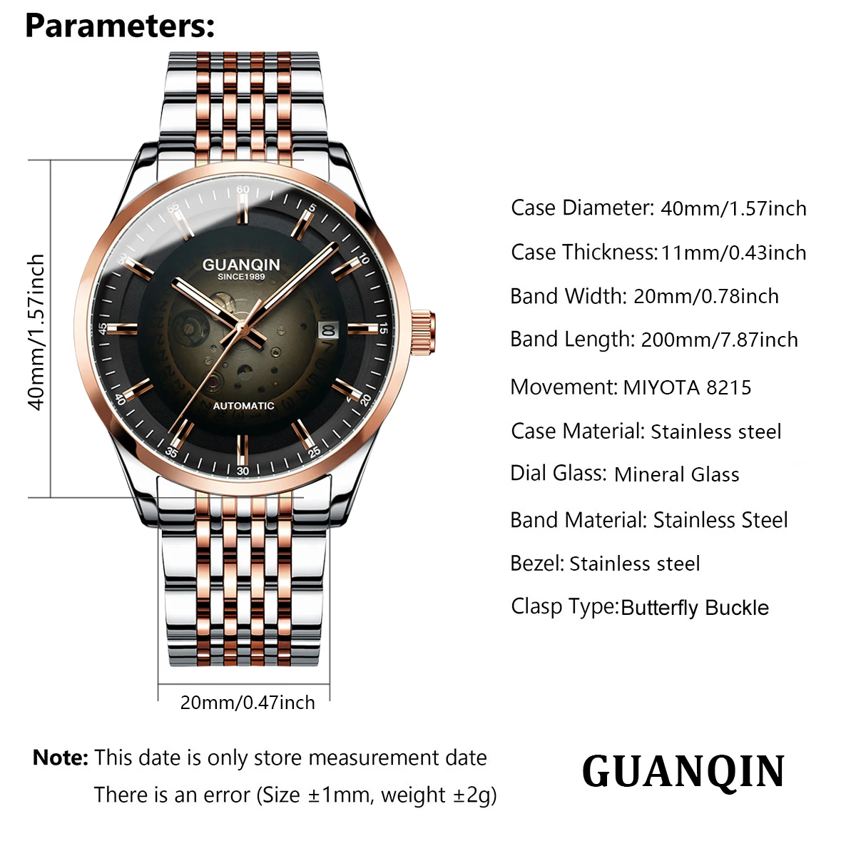 2024 New GUANQIN Mens Watches Automatic Luxury Watch For Men Mechanical Men Wristwatch Clock Stainless Steel Sports Reloj Hombre