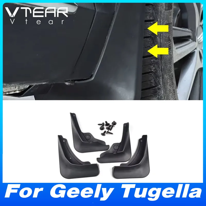 

Vtear For Geely Tugella 2020-2024 Car Mudguard Fender Cover Black Plastic Anti-Splash Dustproof Protection Accessories