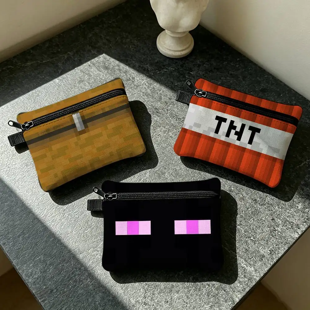 Face M-MinecraftS-ES Hot Game Waterproof Zipper Coin Purse Lightweight Hanging Key Pouch Card Holder For Daily Use view 2