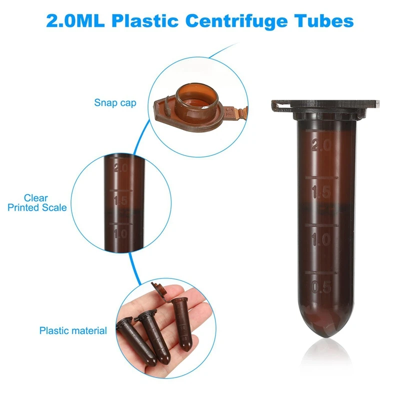 2ML Centrifuge Tubes, 1000 Pcs Round Bottom Centrifuge Tube With Snap Cap And Graduated Marks For Sample