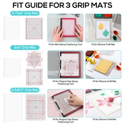 Photopolymer Grip Mat with Printed Guides Multi-Use Non-Slip Sticky Mats Fit in Stamp Positioning Tool for Centering Aligning