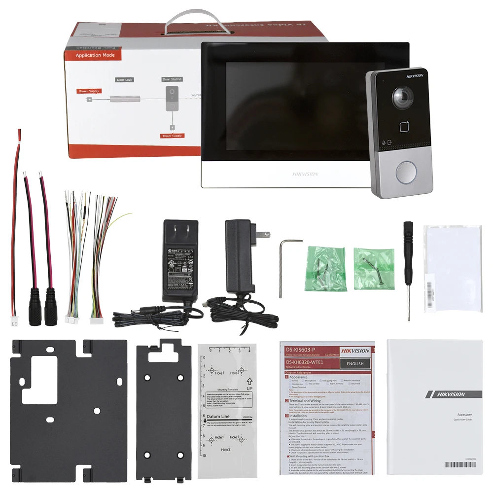 

Hikvison DS-KIS603-P(B) IP Video Intercom Kit Indoor station for villa or house 2MP HD camera Two-way audio Wi-Fi POE