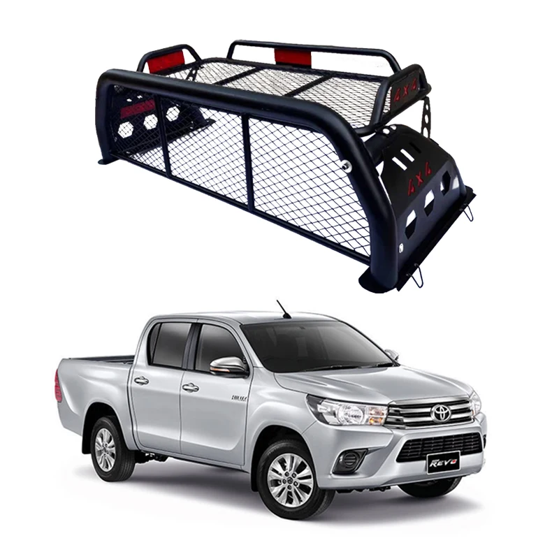 Black Galvanized Iron Pipe OEM Sport Roll Bar 4x4 Pickup Truck Roll Bar With Luggage Basket For Heavy Duty Montero Sports