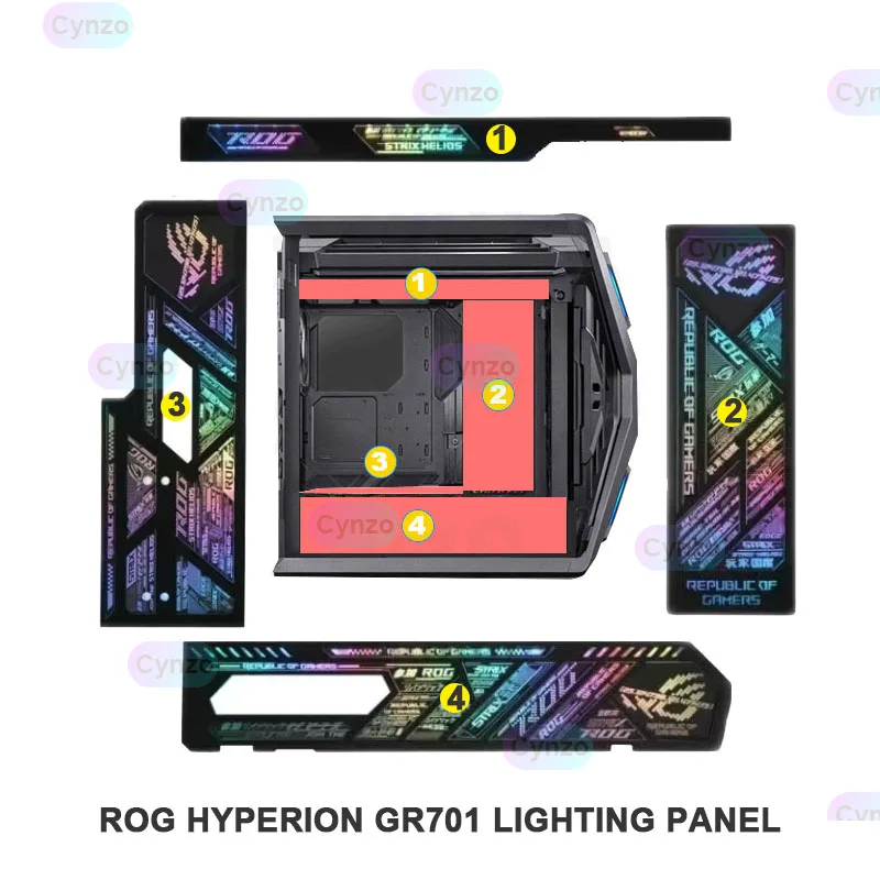 MOD ROG HYPERION Lighting Panel for Asus GR701 Case,5V ARGB AURA SYNC Gamer Cabinet Decoration Lightboard,DIY Laser Refit Plate