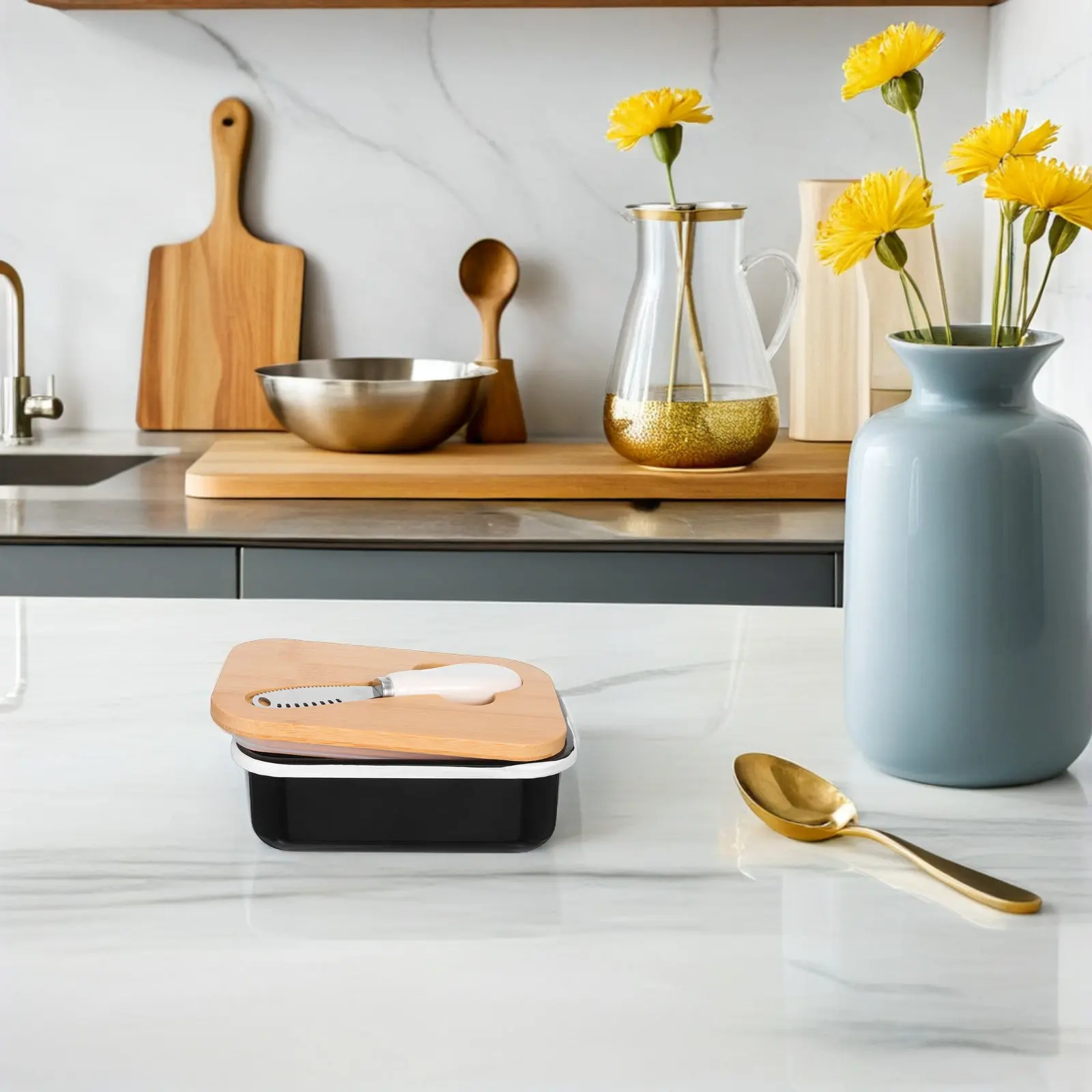 

Stainless Steel Butter Dish with Airtight Dome Lid for Freshness Butter Keeper Container for Countertop Or Fridge Cheese Serving