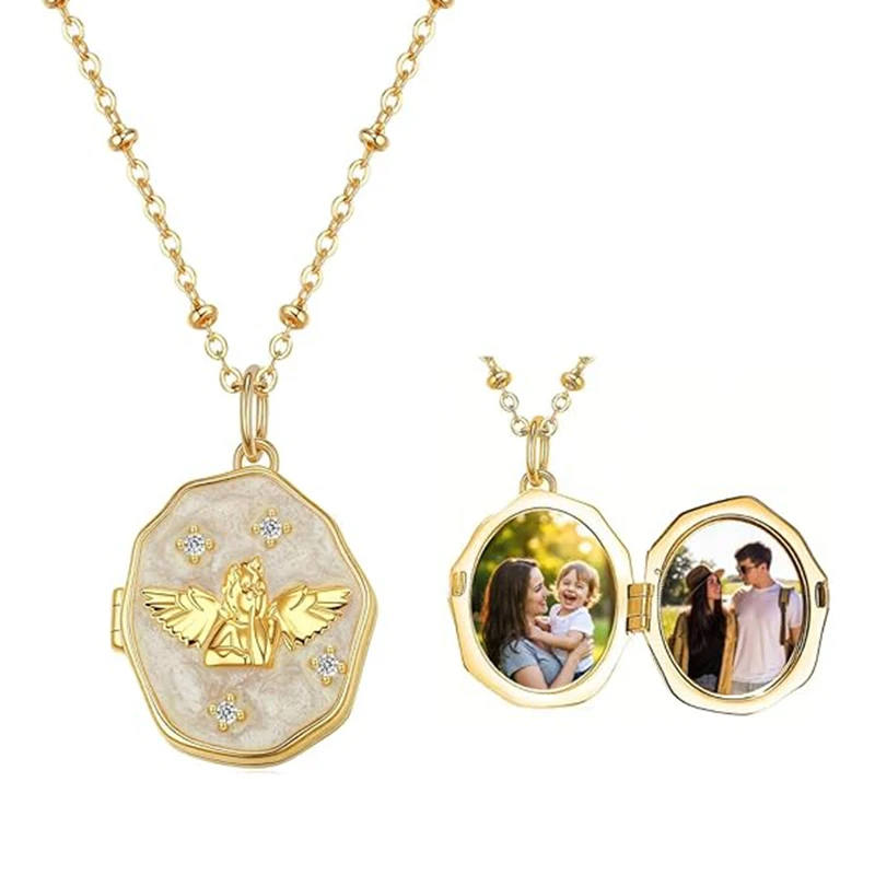 Personalisierte Medaillon-Halskette für Frauen, individuelle Foto-Herz-Anhänger-Halskette, individuelle Bild-Medaillons-Halsketten, Geburtstagsgeschenke – Detail 16