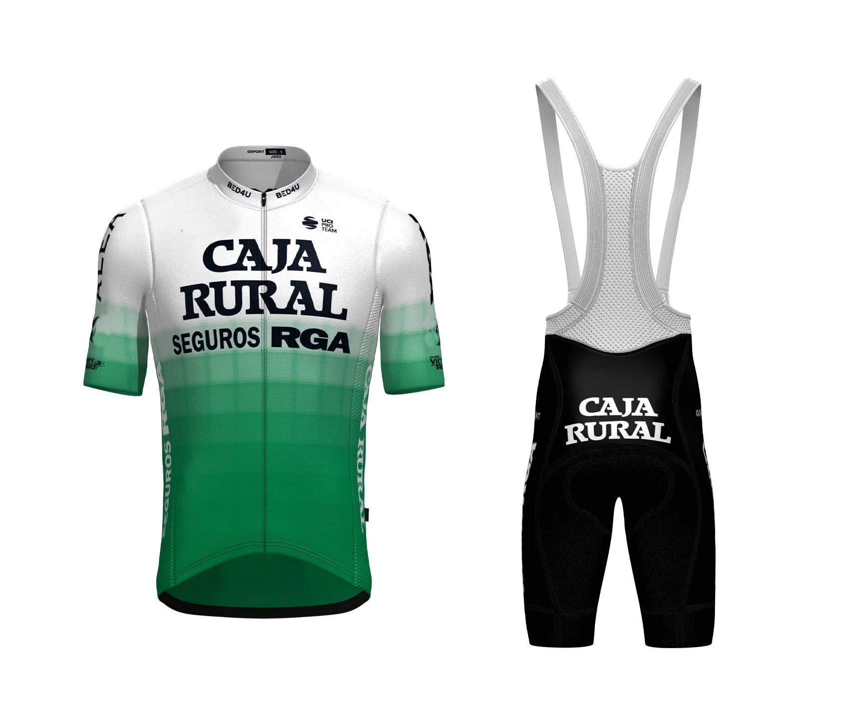 

LASER CUT 2023 Caja Rural TEAM 2 COLORS SHORT SLEEVE CYCLING JERSEY SUMMER CYCLING WEAR ROPA CICLISMO+BIB SHORTS