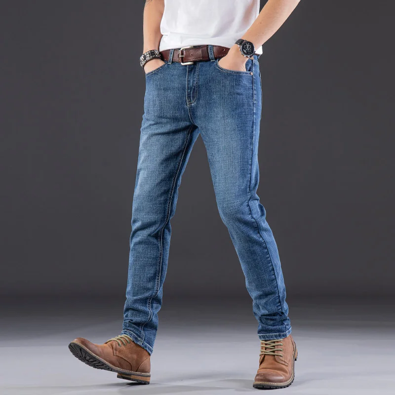 Jeans Men's Straight Slim Clothing Korea Style Stretch Denim Pants Men Jeans for men 2022 Black Blue