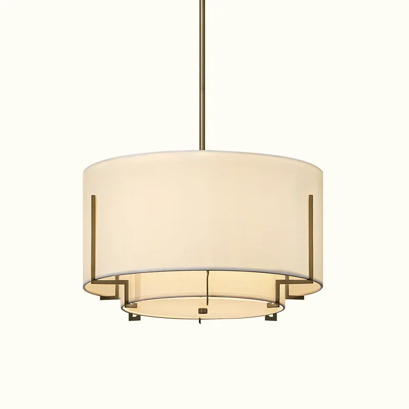 2025 New Chinese Cloth Chandelier Fabric Round Simple Retro Bedroom Tea Room Pendant Lights Living Dining Room Ceiling Lamps Fix