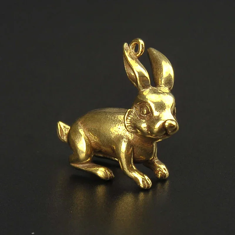 Brass Zodiac Rabbit Handmade Keychain Pendant Cute Couple Jewelry Car Keychain Trend Decoration