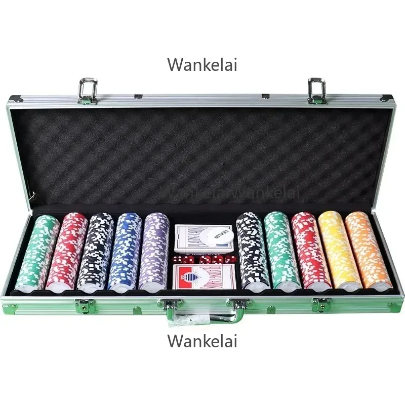 Outdoor Entertainment Wholesales Cheap Blank Casino Playing Card for Sales of 500 Pcs ABS Piece Poker Chips Set with Aluminum Bo