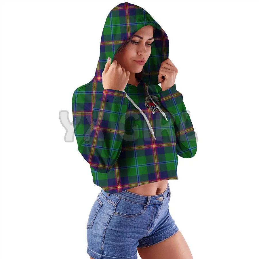 Ramsay-Sudadera con capucha para mujer, suéter Sexy de manga larga con estampado 3D de cresta de tartán de Clan antiguo azul, novedad, chándal informal