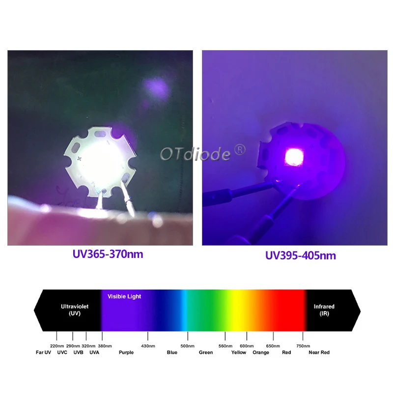 10W UV XLM LED 5050 SMD High Power 4 Chips 3-3.7V 365nm 370nm 395nm 405nm Purple Diode 17mm 20mm 22mm 3.7V 12V Flashlight Driver