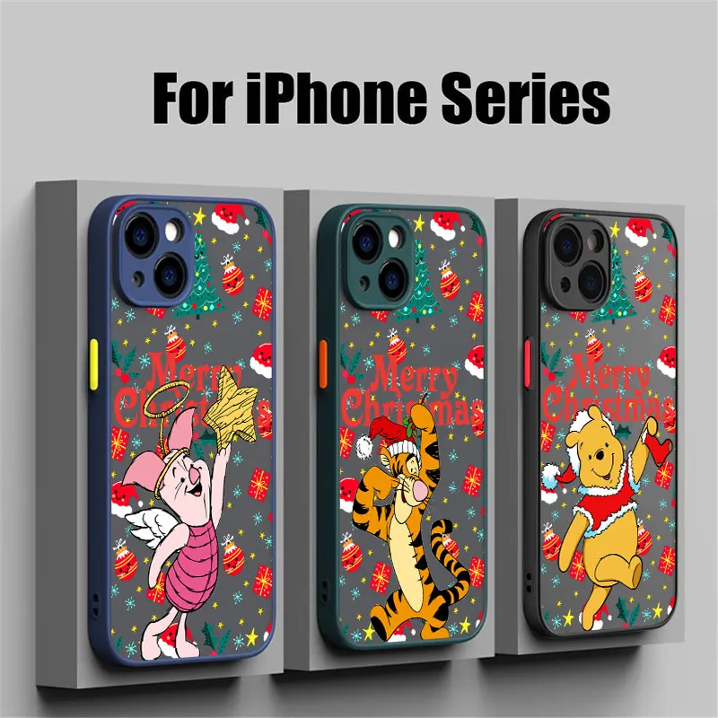 Coque de téléphone de noël pour iPhone 14 15 16 17 Pro tigrou porcelet Winnie, étui pour iPhone 17 Air 11 13 Pro Max 12 16e 16 Plus Funda