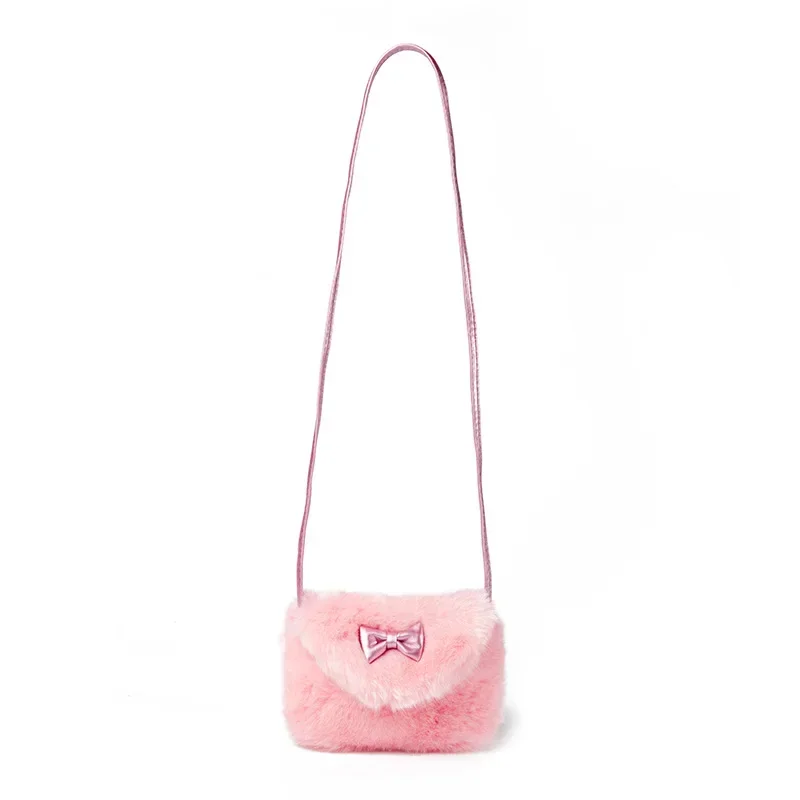 Brand New Baby Girls Crossbody Bags Warmly Children Cross Body Mini Purse Bowknot Artificial Fur Bag Kids Birthday Gifts