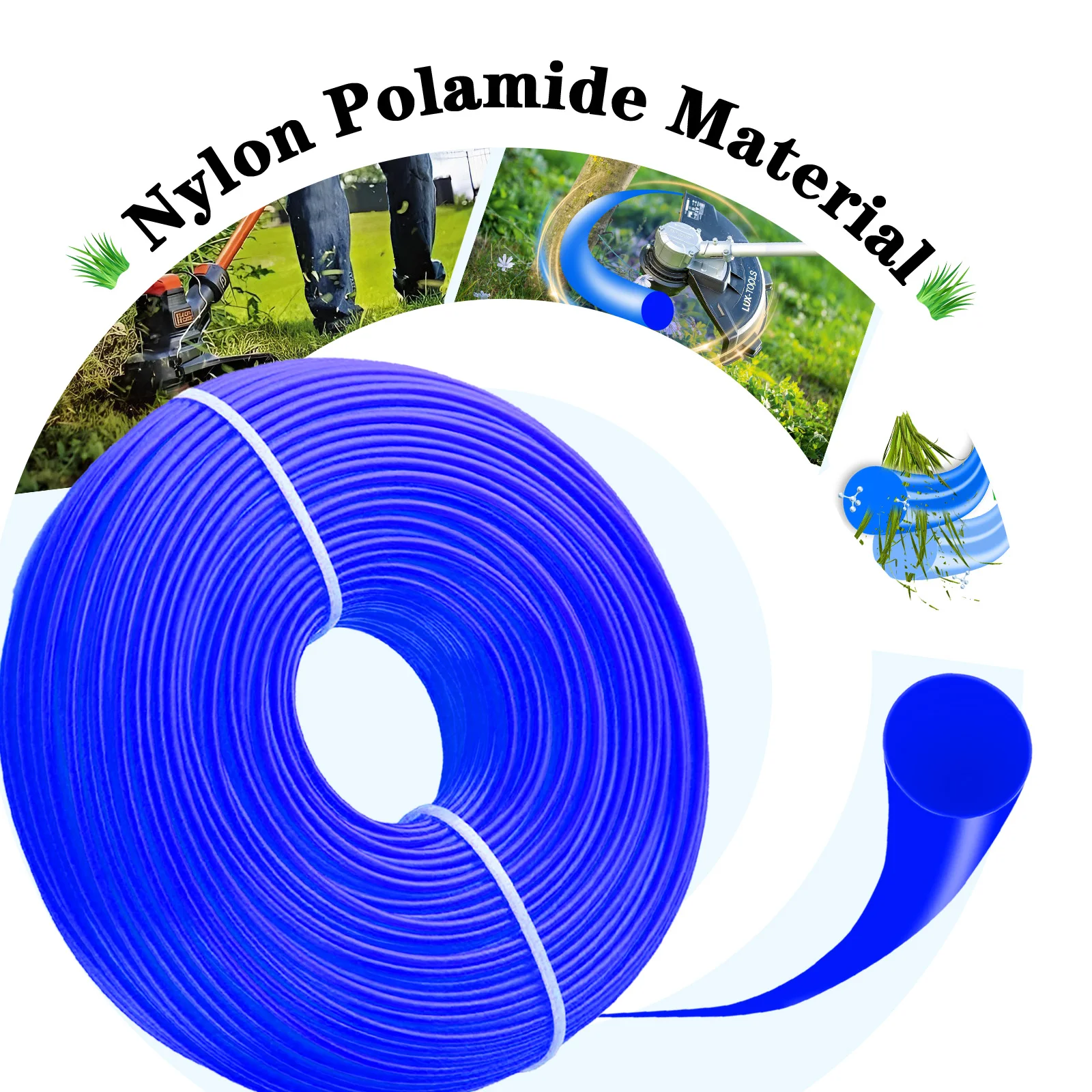 1 рулон 1,6/2,4/2,7/3,0 мм x 100 м, нейлоновая леска для триммера, леска для резки щетки, газонокосилка, кусторез, триммер для травы, круглая леска