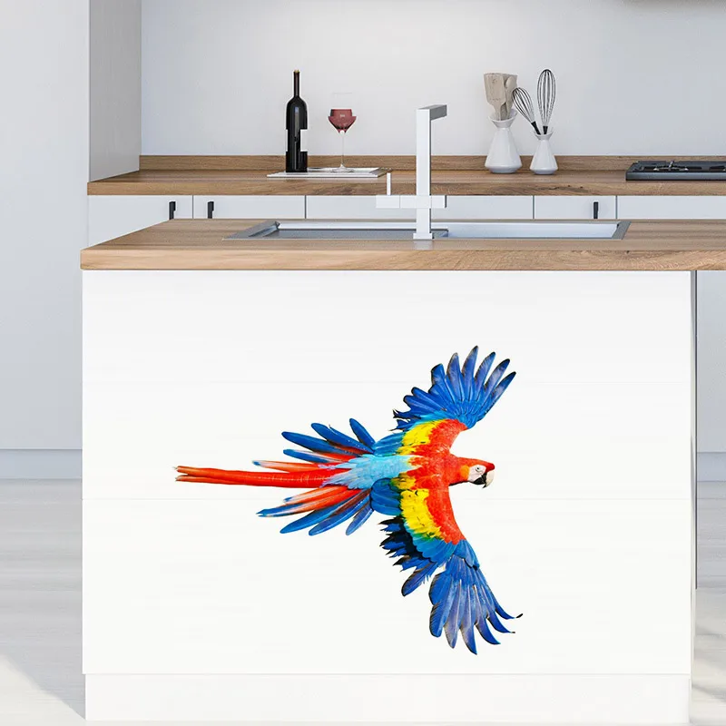 M423 Handbemalte Papagei Wandaufkleber Badezimmer Toilette Dekor Wohnzimmer Schrank Kühlschrank Home Dekoration Aufkleber Aufkleber – Detail 3