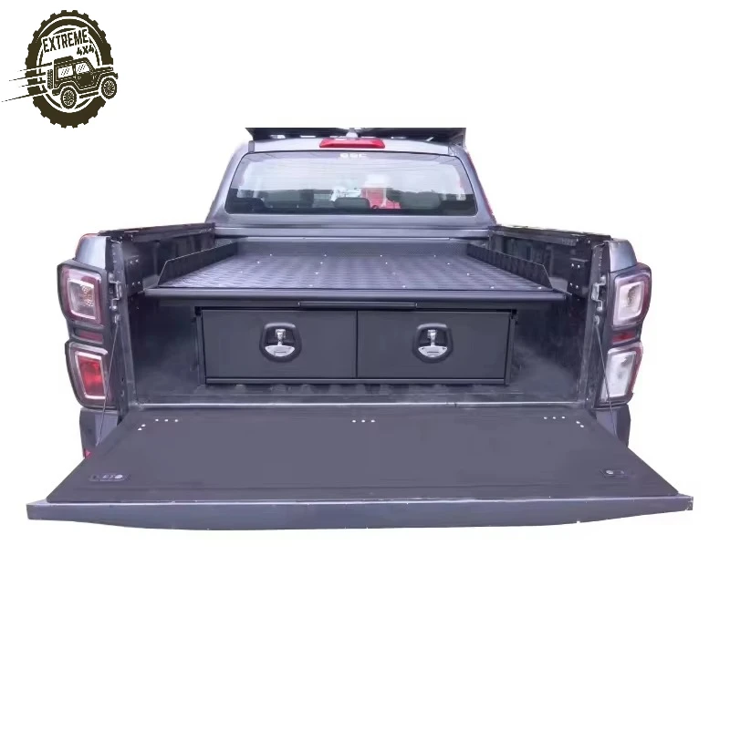 

Factory Made New Aluminum Truck Drawer Tray Integrated Magic Box Camping Out Drawers With Large Capacity for Pickup Truck