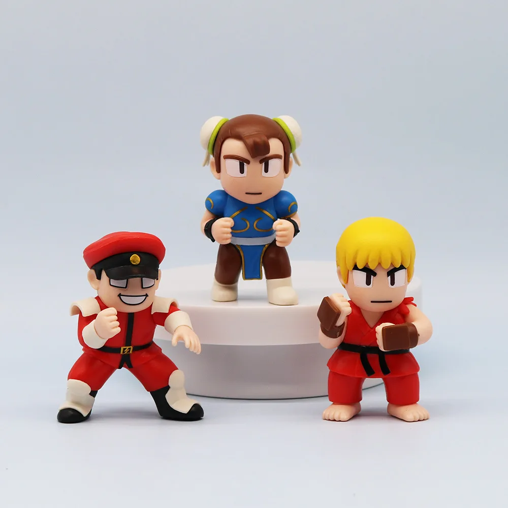 6 unids/set lindo Q Ver. Figura de Street Fighter Ryu Ken Vega Chun-Li E. Honda personajes juego modelo periférico juguetes de decoración coleccionables