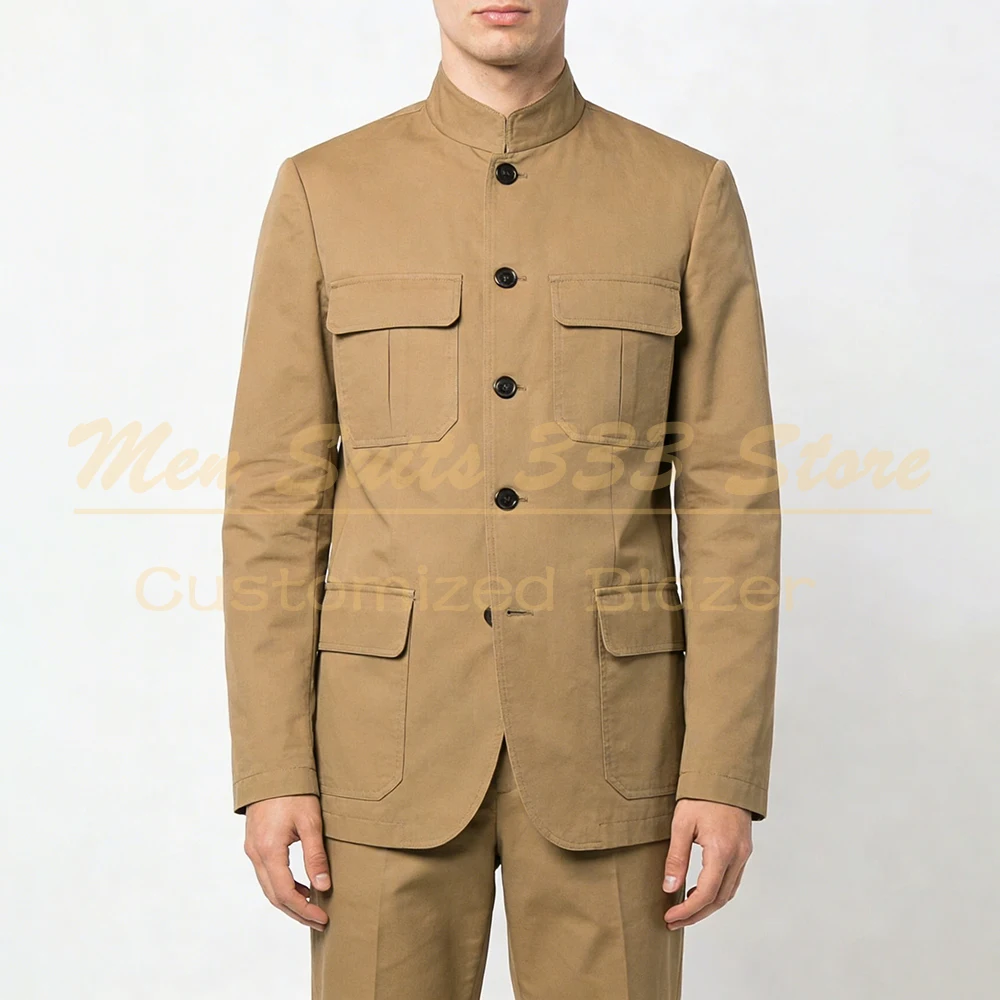 

Tailor-Made Men's Suits 2 Piece Jacket Pants Sets Luxury Single Breasted Stand Lapel Slim Fit Male Clothing Costume Homme 2026