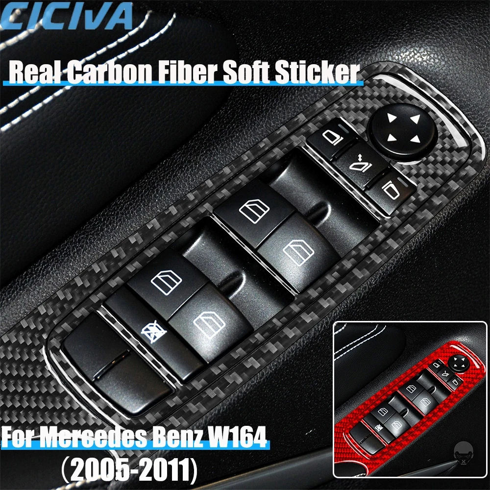 

Настоящее углеродное волокно, автомобильные аксессуары, дверной подлокотник, оконный подъемник, накладка, мягкая наклейка для Mercedes Benz M Class W164 2005-2011