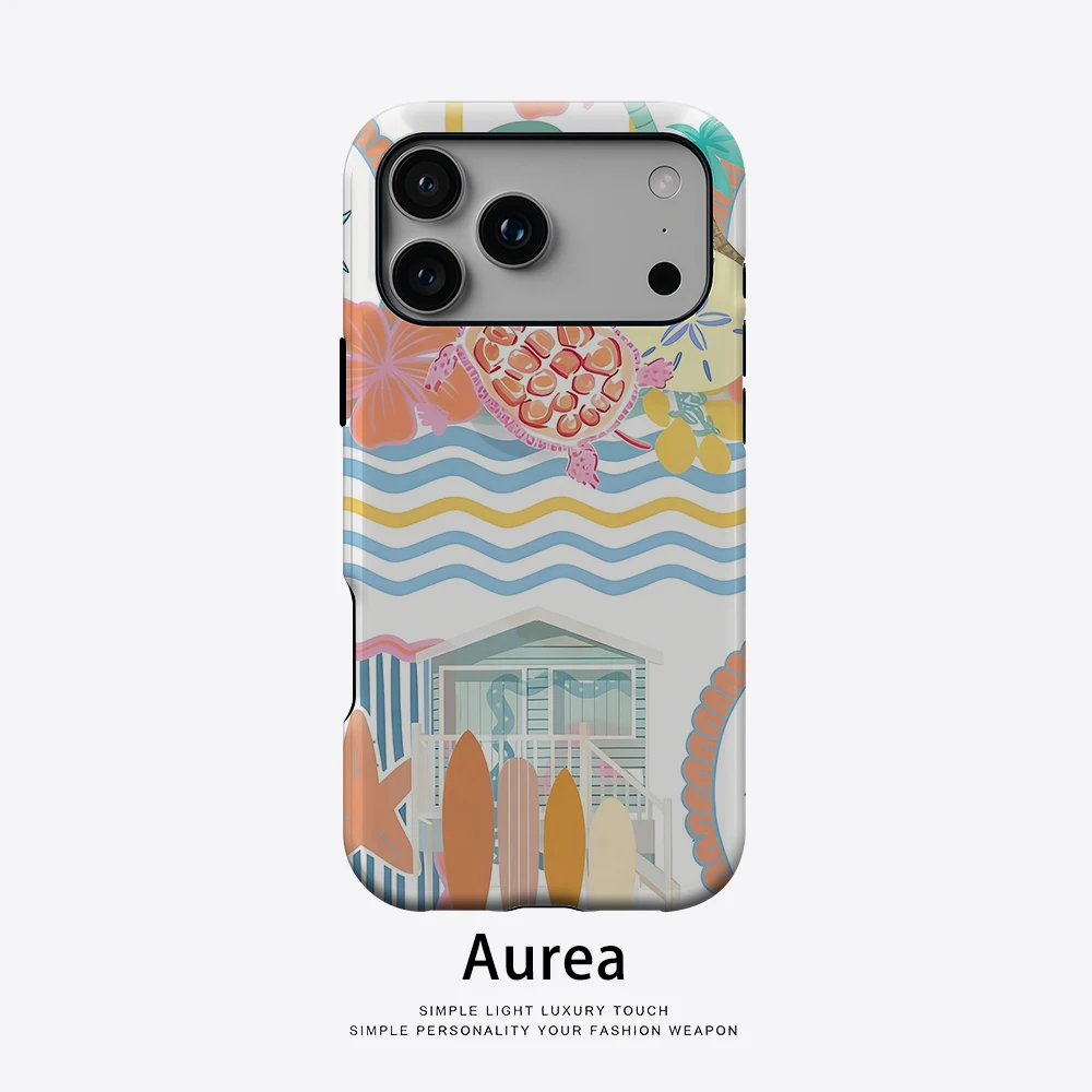 Aurea Case Matte Bumper für MagSafe Hülle für iPhone 18 17 16 15 14 Plus 13 Pro Max Stoßfeste Harte PC Sommer-Schildkröten-Abdeckung