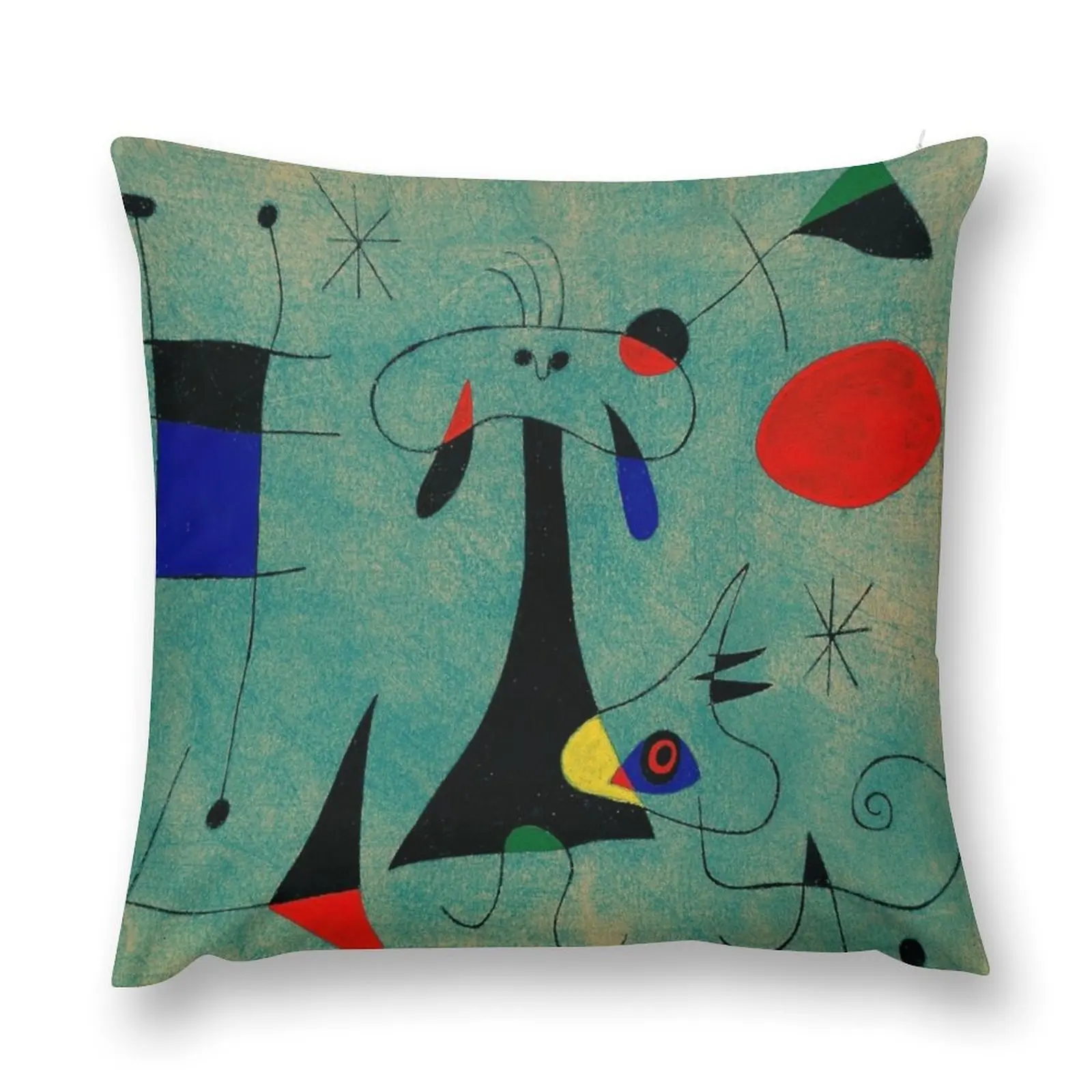 Joan Miró Personnage, Chien, Oiseaux - Figure, Dogs, Birds Throw Pillow Pillow Cases pillow