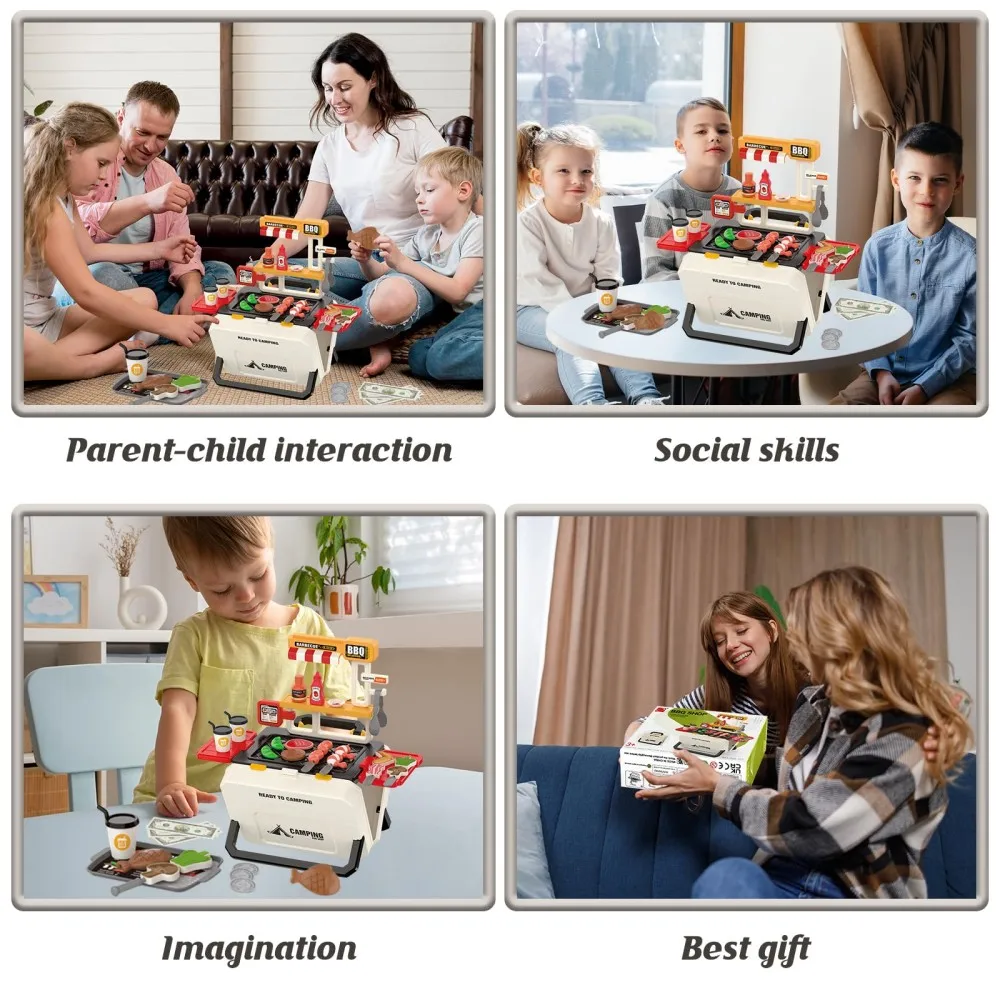 Mini jouet de cuisine réaliste en plein air, ensemble de jeu de magasin de desserts, barbecue Portable, cuisine de Camping, maison de jeu pour garçon et fille