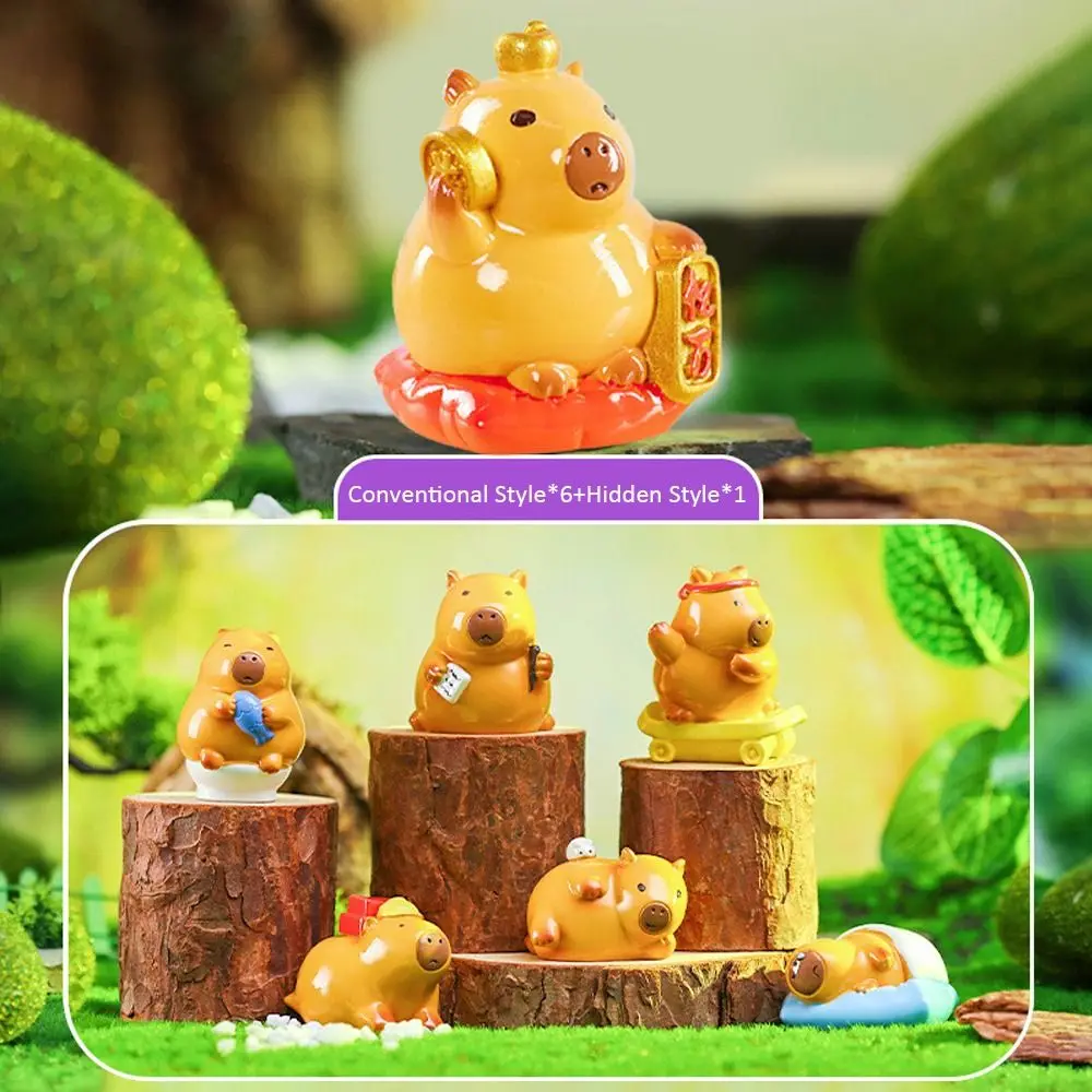 Capivara Cartoon Blind Box, Figuras de Ação Multicolor, Modelo de ornamentos de animais, Kapibara Brinquedos, Saco Surpresa