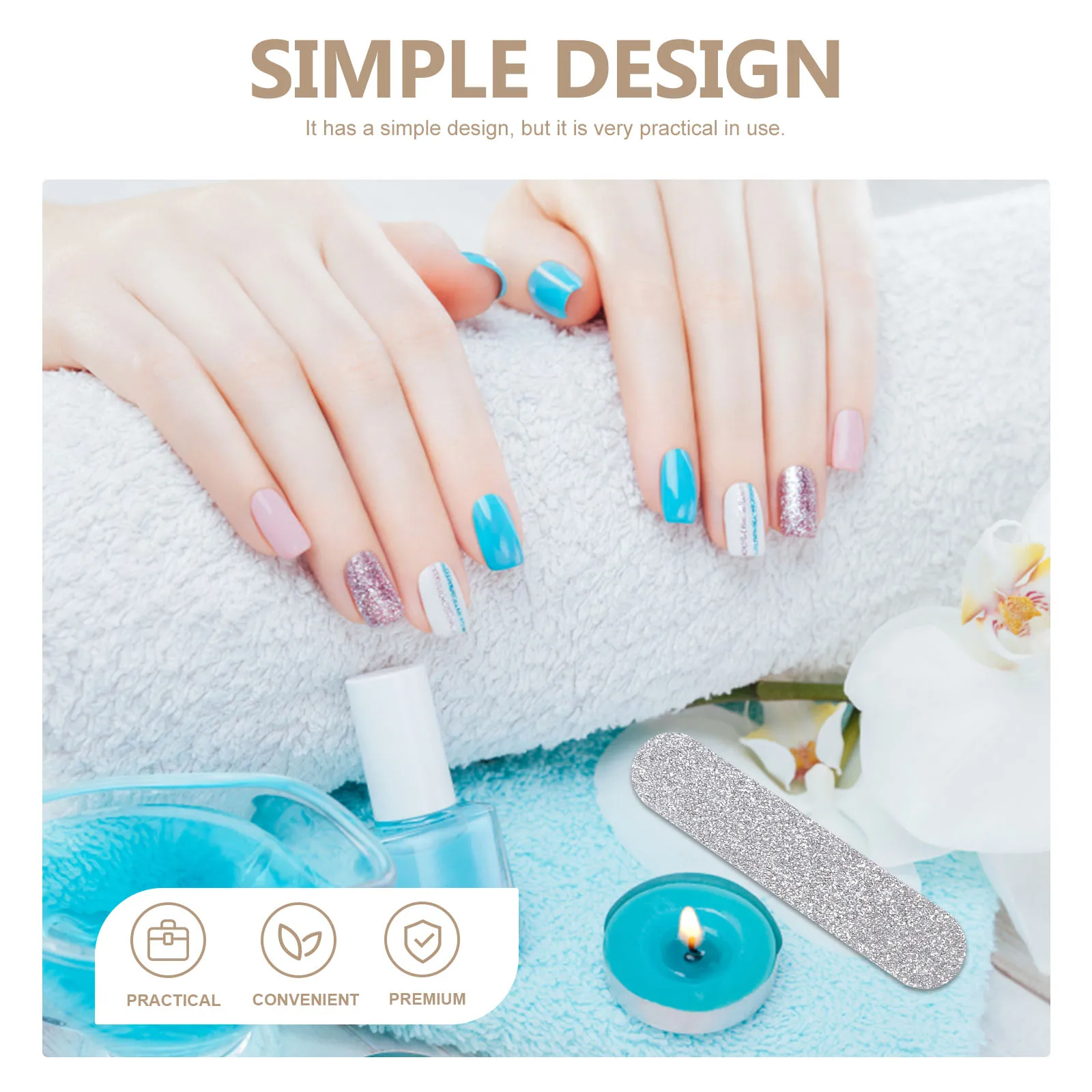 

30Pcs Glitter Nail Files Portable Manicure Pedicure File Strips Nail Buffers for Acrylic Natural Nails Travel Salon Use