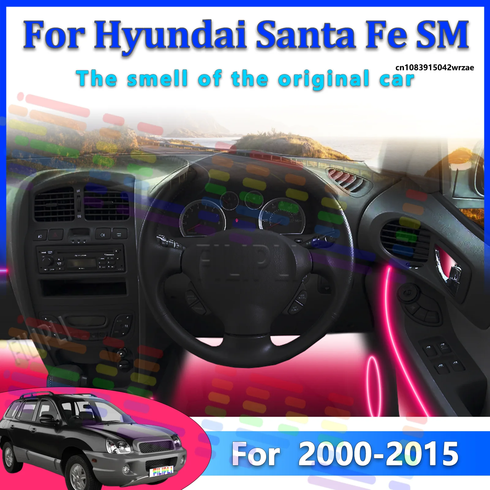 

Для Hyundai Santa Fe 2015 года выпуска SM: Светодиодные лампы для создания атмосферы, цветные неоновые полосы для салона автомобиля с управлением через приложение, 64 RGB-цвета.